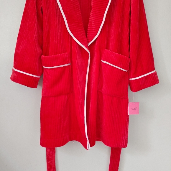 NWT Kate Spade New York Chenille Robe Fuzzy Red Size XS Small - Picture 9 of 15